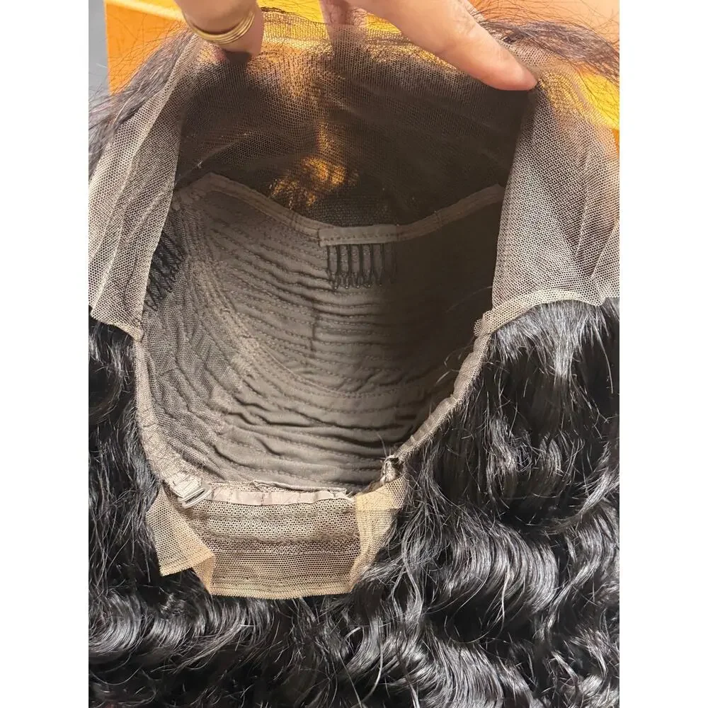 360 Lace Deep Wave Human Hair Wig Natural Black 22